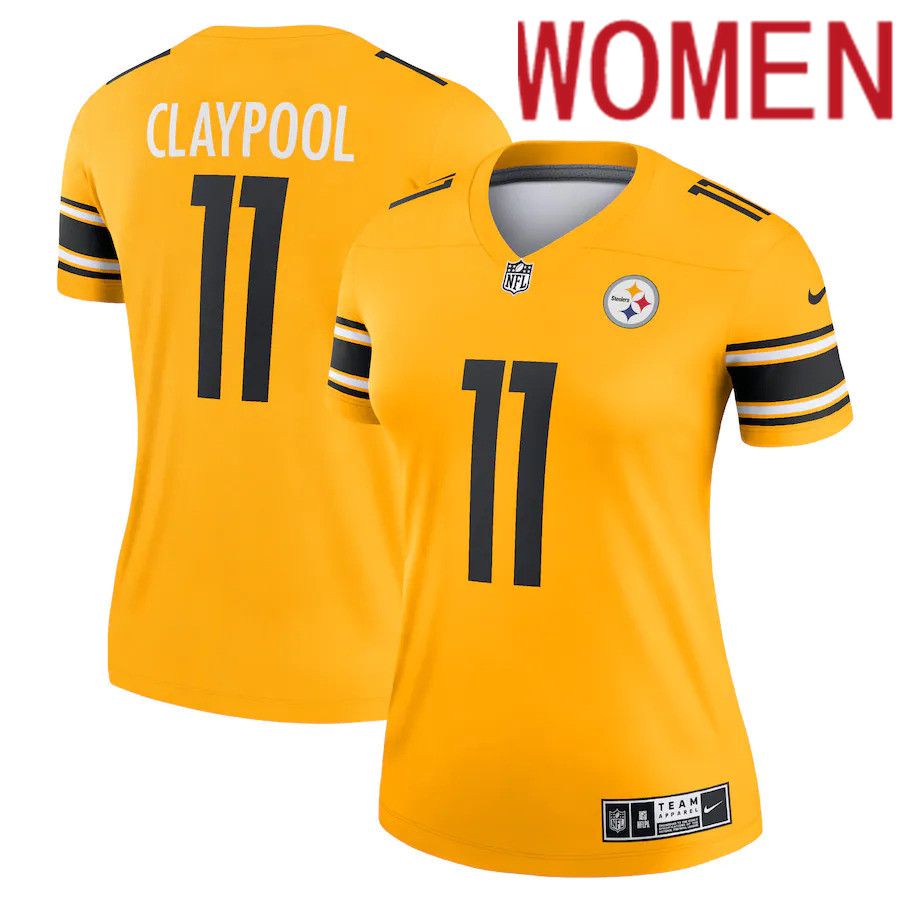 Women Pittsburgh Steelers #11 Chase Claypool Nike Gold Inverted Legend Game NFL Jersey->women nfl jersey->Women Jersey